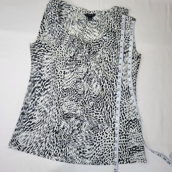 Banana Republic animal print ruffle bow sleeveless top Small - Picture 7 of 8